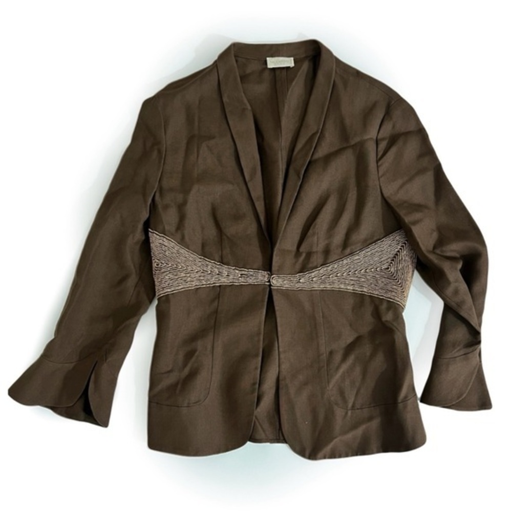 Valentino Brown Women's Blazer with Unique Waist Detail